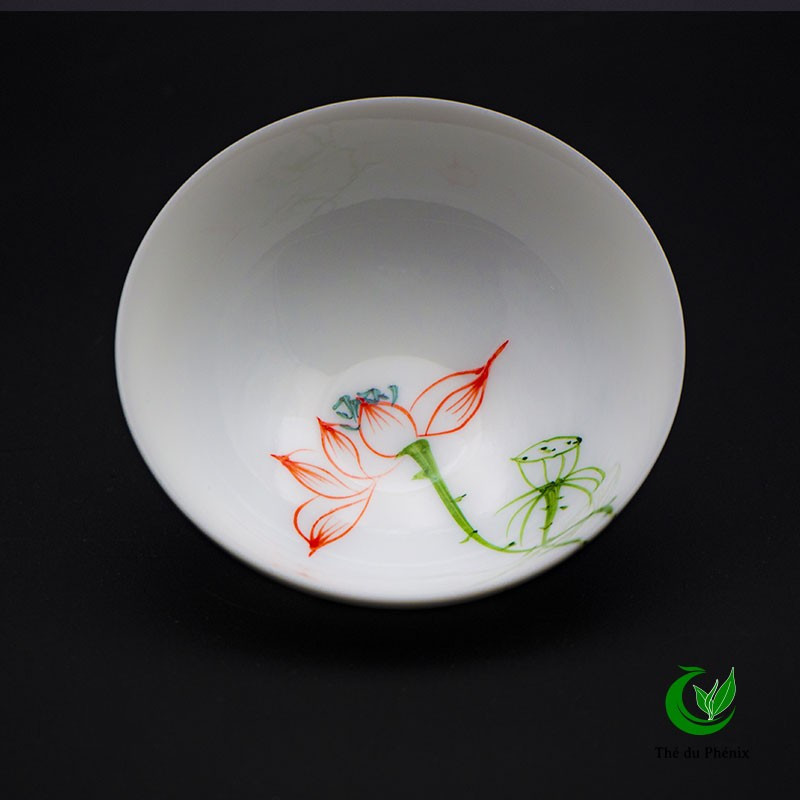 Tasse porcelaine blanche Lotus de Jindezhen