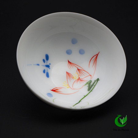 Tasse porcelaine blanche Lotus-Libellule de Jindezhen