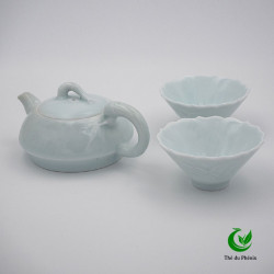 Théière céladon Ombre-verte Bambou + 2 tasses