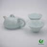 Théière céladon Ombre-verte Bambou + 2 tasses